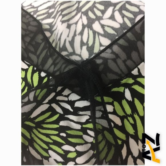 Vintage Notations Womens Blouse Size PL Green 3/4 Sleeves Pullover V Neck Stretc - Picture 4 of 9